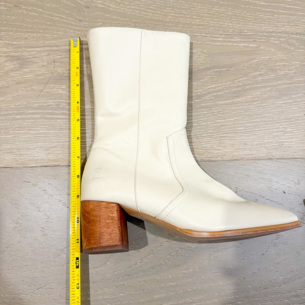 Bhava Square Toe Western Festival Boho Ivory Lauren Mid Rise Boot 7 or 37 - Picture 6 of 7